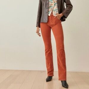 Anthro Idra Straight Leg Corduroy Pants in Burnt Orange